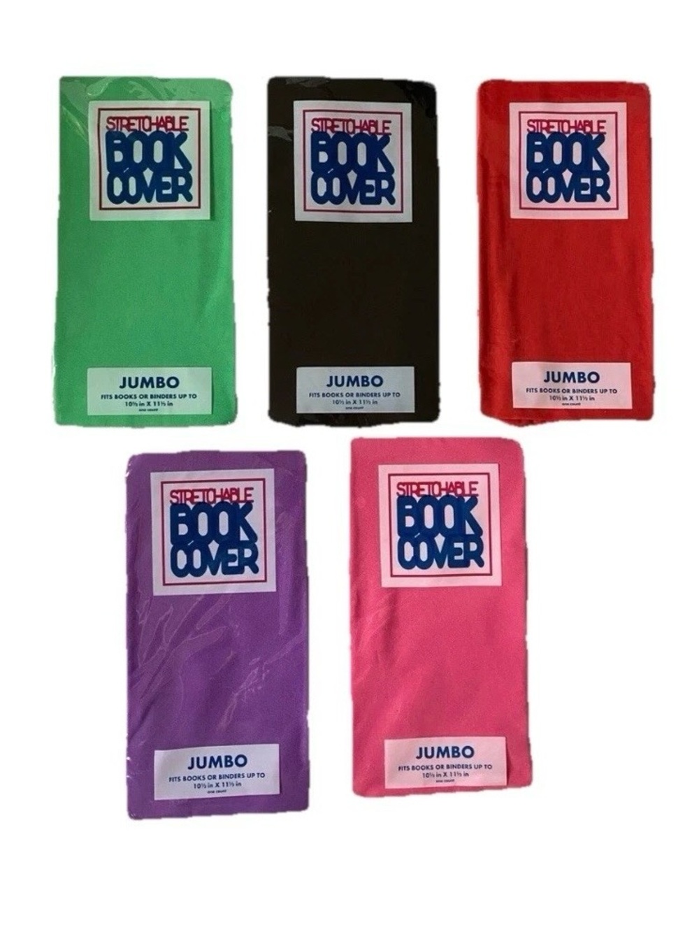 Set of 5 New BOOK COVERS
Stretchable JUMBO Size 10.5" × 11.5"